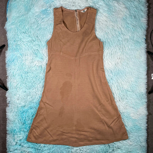 Vintage 70s Brown Summer Dress Courtelle - Size 12