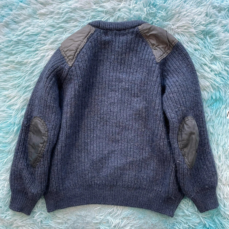 Vintage 90s Navy Arran Knit Jumper - Large