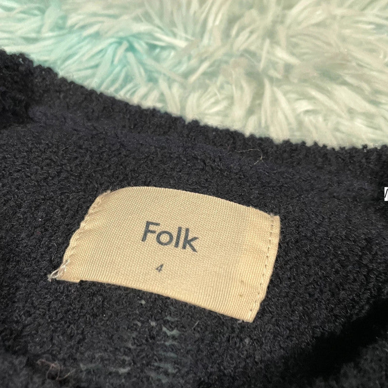 Navy Folk Knitted Jumper - Large