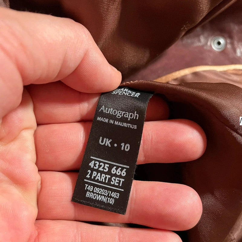 Vintage Y2K Red M&S Leather Jacket Belted - UK10