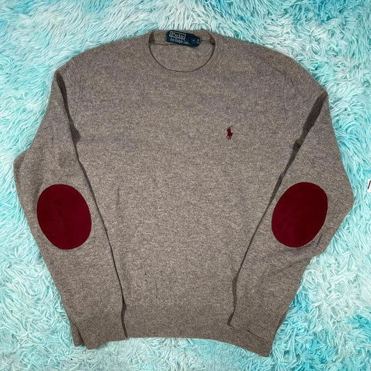 Grey Polo Ralph Lauren Wool Jumper - Medium