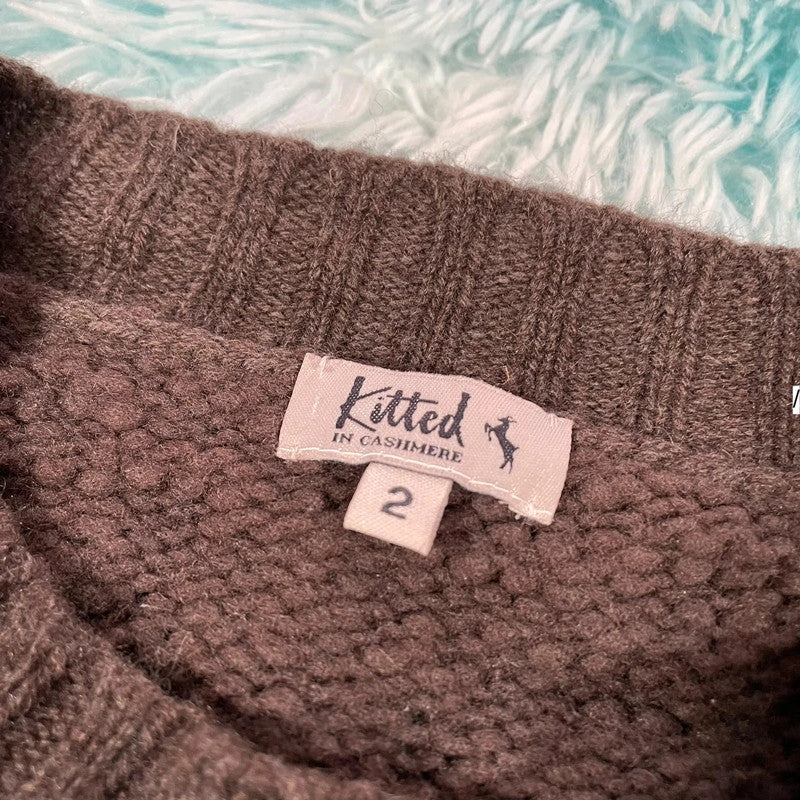 Brown Kitted in Cashmere Knitted Jumper - Size 14