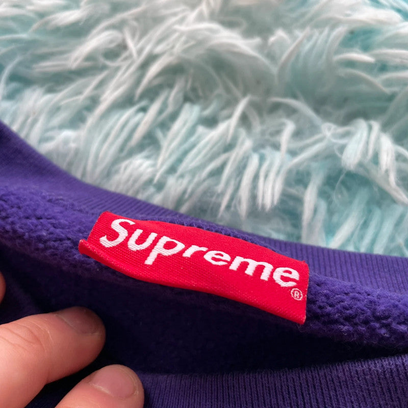Purple & Black Supreme Sweatshirt Spellout - Large