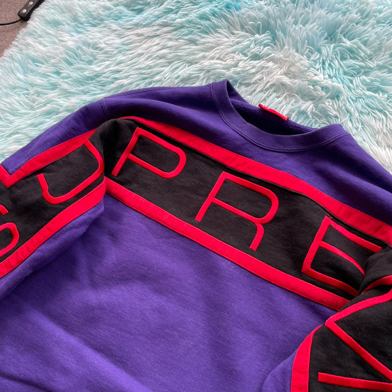 Purple & Black Supreme Sweatshirt Spellout - Large