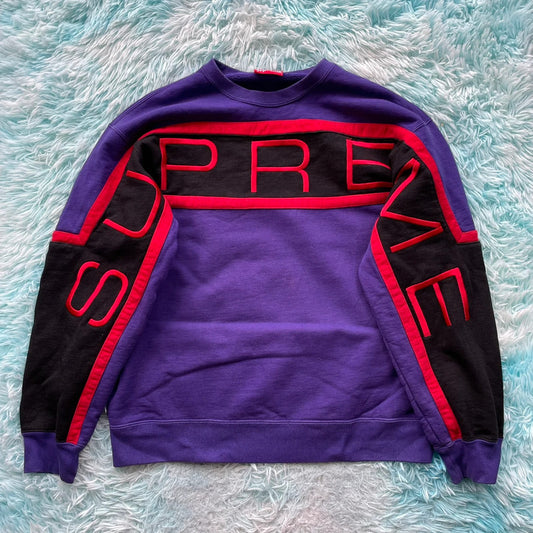 Purple & Black Supreme Sweatshirt Spellout - Large