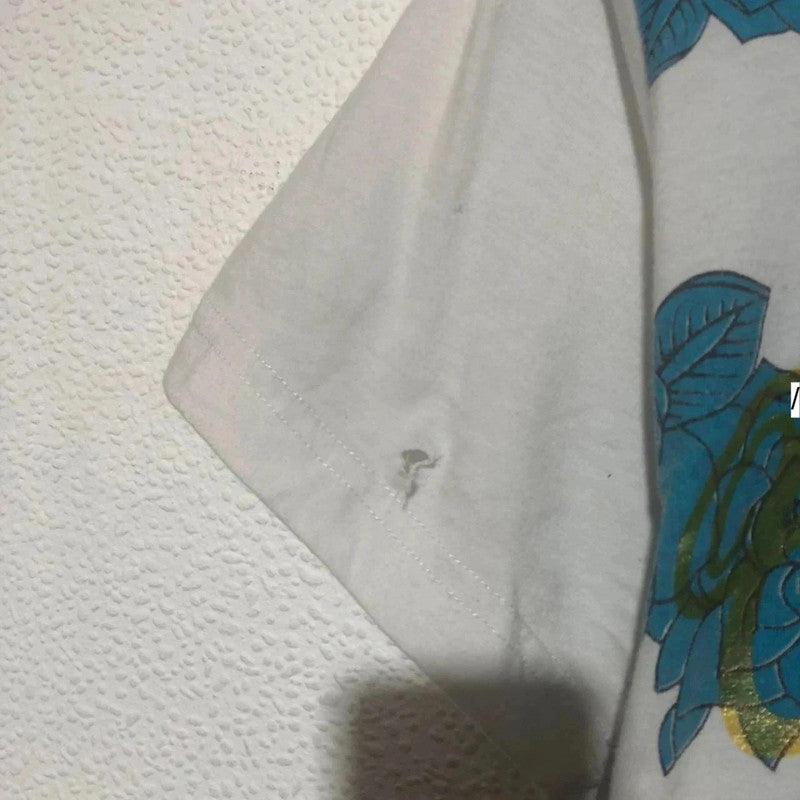 Vintage 00s White & Blue Christian Audiger T Shirt Bedazzled Snake Print - Medium