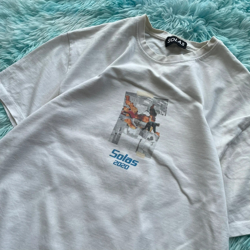 White Solas Graphic T Shirt - Large