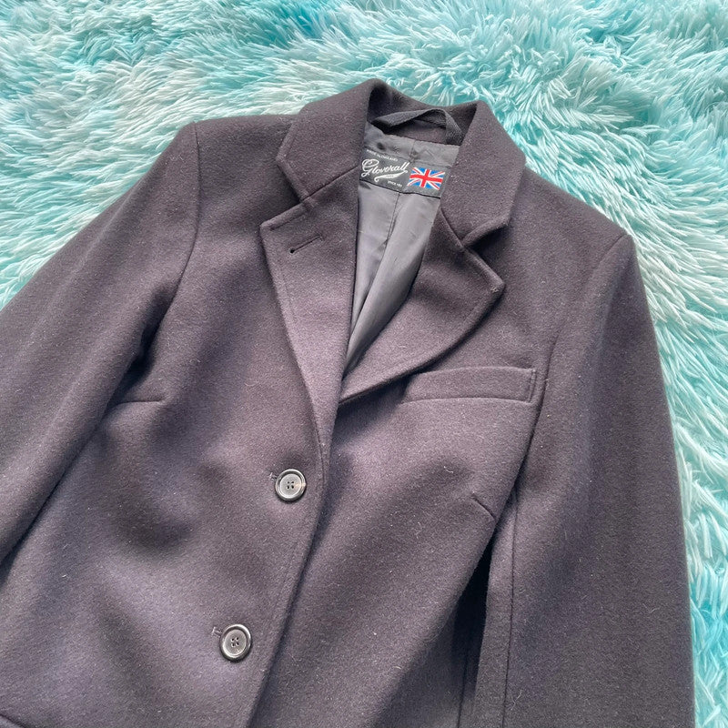 Vintage Black Gloverall Overcoat Jacket - Size 8