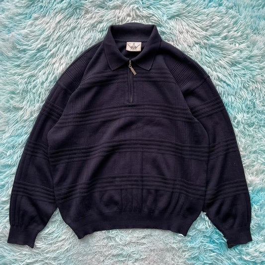 Vintage 90s Navy Collared Golf Jumper - Small
