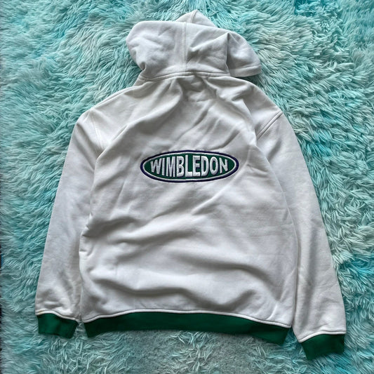 Vintage 90s White & Green Wimbledon Hoodie - Large