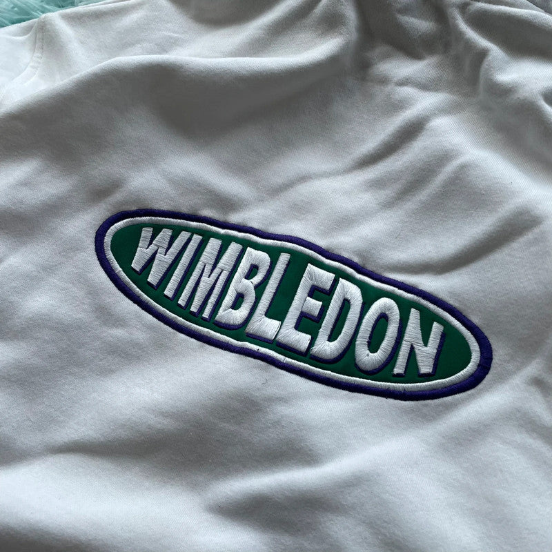 Vintage 90s White & Green Wimbledon Hoodie - Large