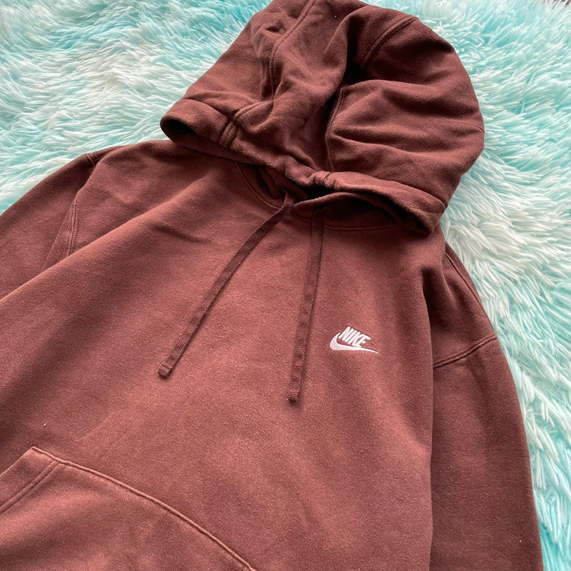 Brown Nike Hoodie Plain - Small