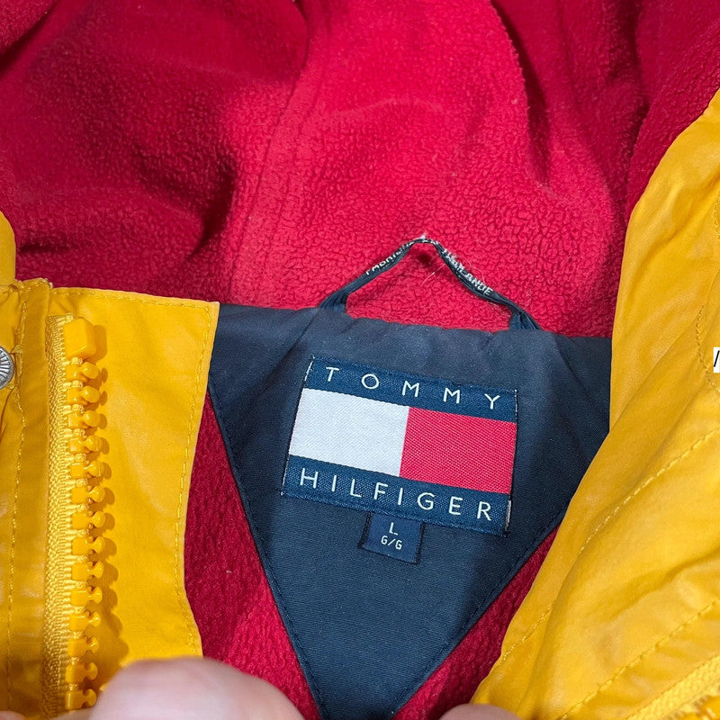 Vintage 90s Yellow Tommy Hilfiger Fleeced Jacket - Large