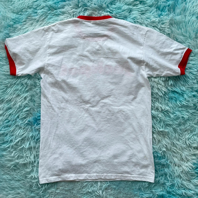 White & Red Jackpot Peanut butter Graphic T Shirt Ringer - Medium