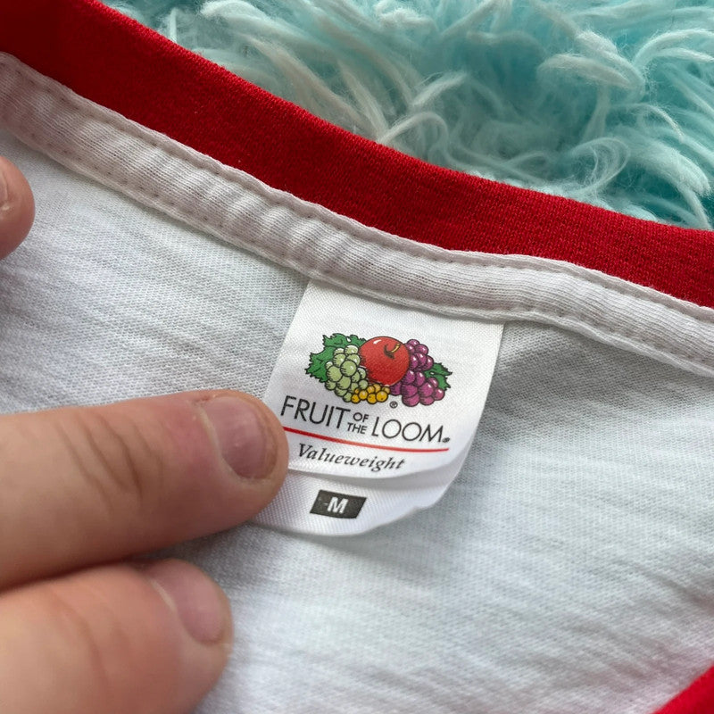 White & Red Jackpot Peanut butter Graphic T Shirt Ringer - Medium