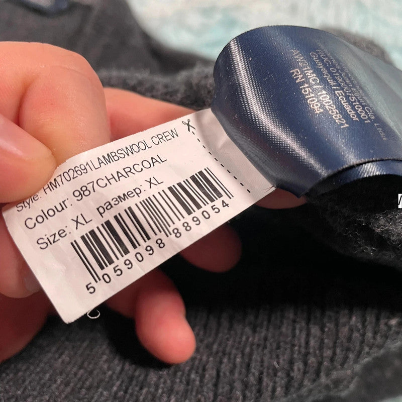 Grey Hackett Lambswool Knitted Jumper - XL