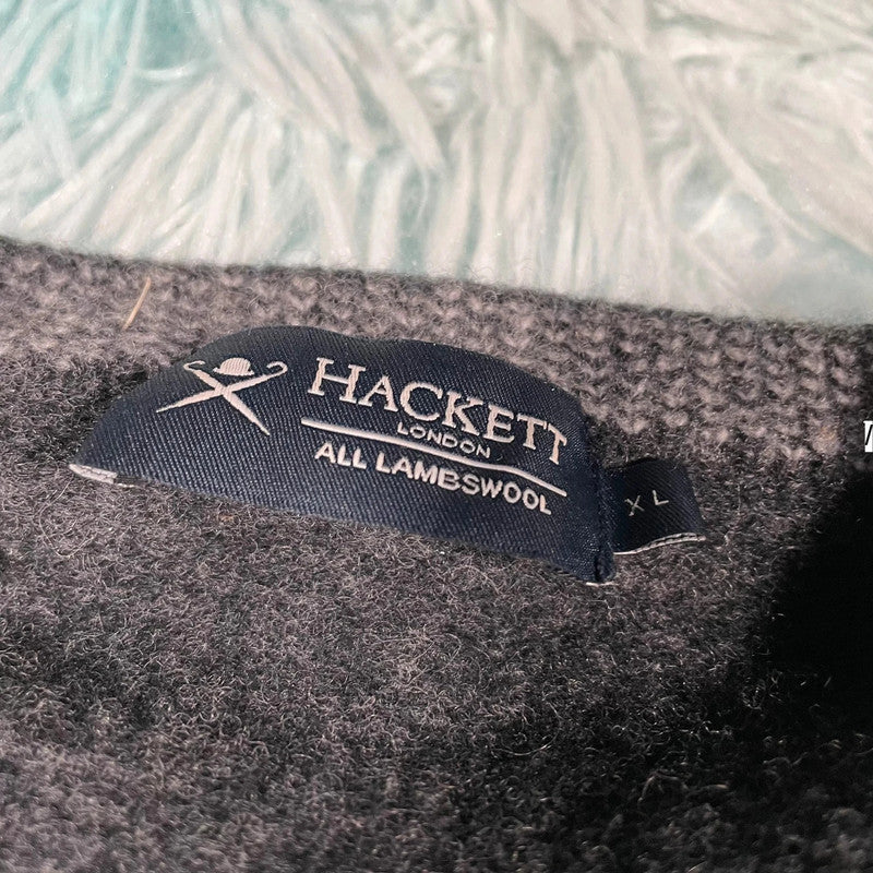 Grey Hackett Lambswool Knitted Jumper - XL