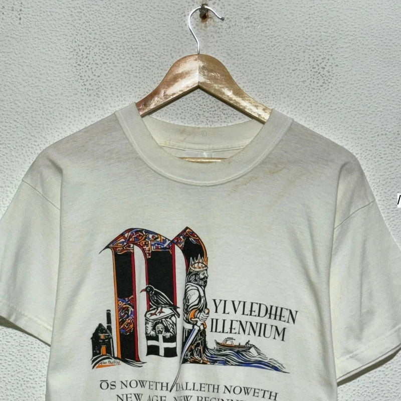 Vintage 90s White Millennium Graphic T Shirt a