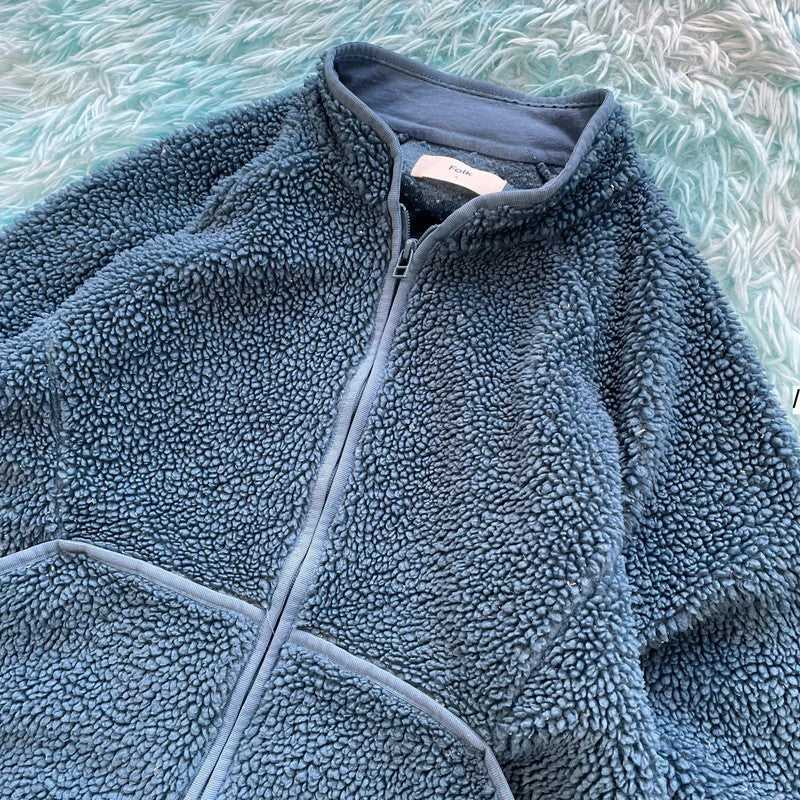 Blue Folk Fleece Jumper Sherpa Full Zip - Large