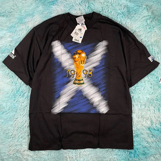 Deadstock Vintage 90s France 98 Adidas Scotland Graphic T Shirt