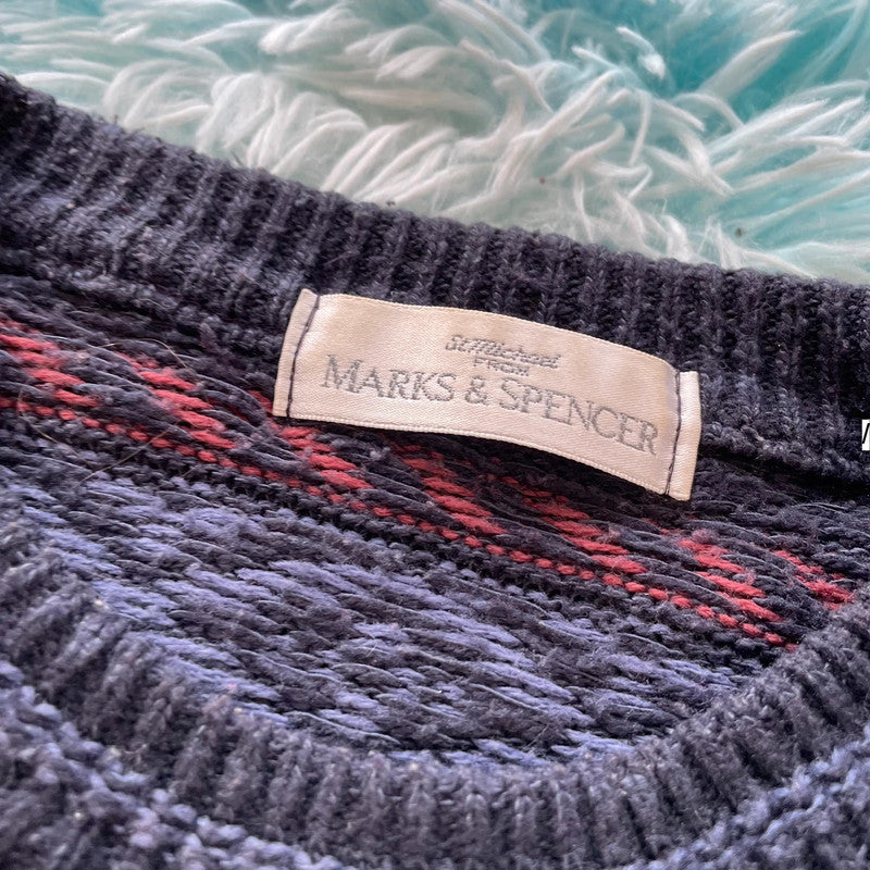Vintage 90s Funky St Michael Knitted Jumper - Large