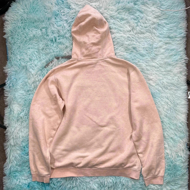 Light Rose Pink Nike Club Hoodie Spellout - Large