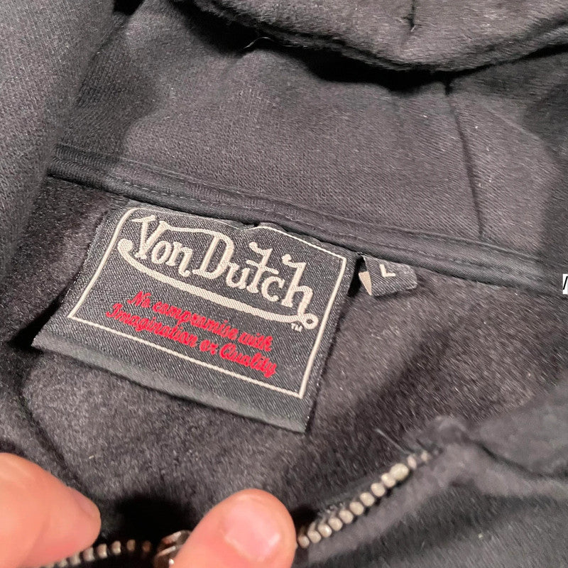 Black Von Dutch Full Zip Hoodie - Large