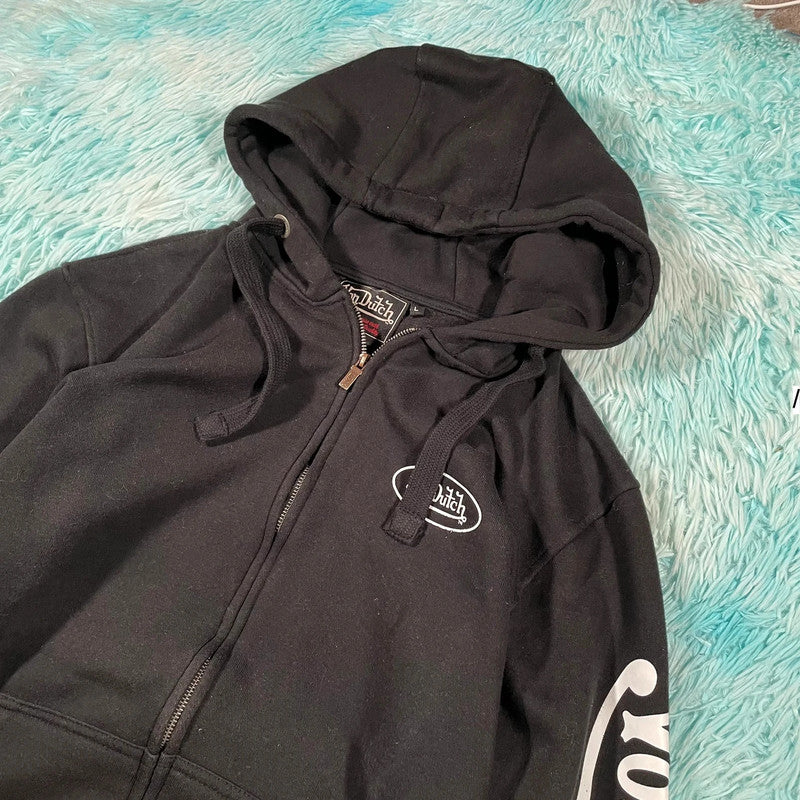 Black Von Dutch Full Zip Hoodie - Large