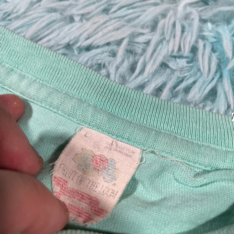 Vintage 90s Mint Green Blank T Shirt fruit of the Loom - Large