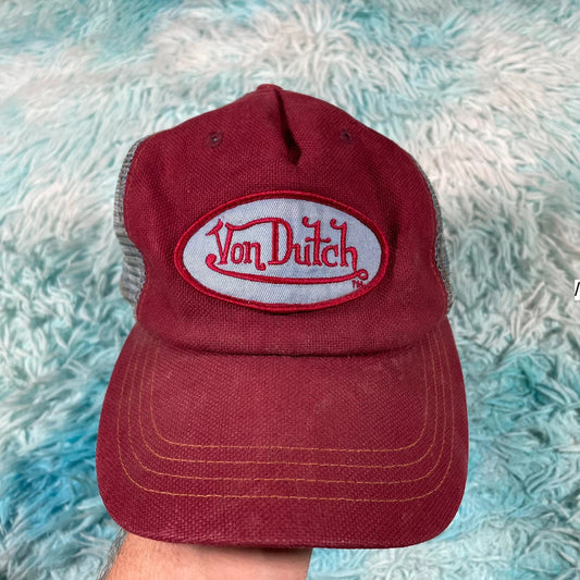 Vintage Burgundy Von Dutch Trucker Cap