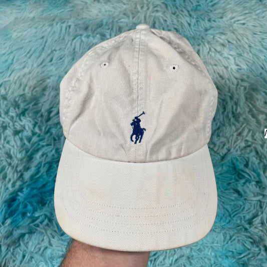Vintage 90s white Polo Ralph Lauren Cap Leather Strap