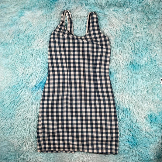Vintage Navy & White Gingham Summer Dress - Size 6