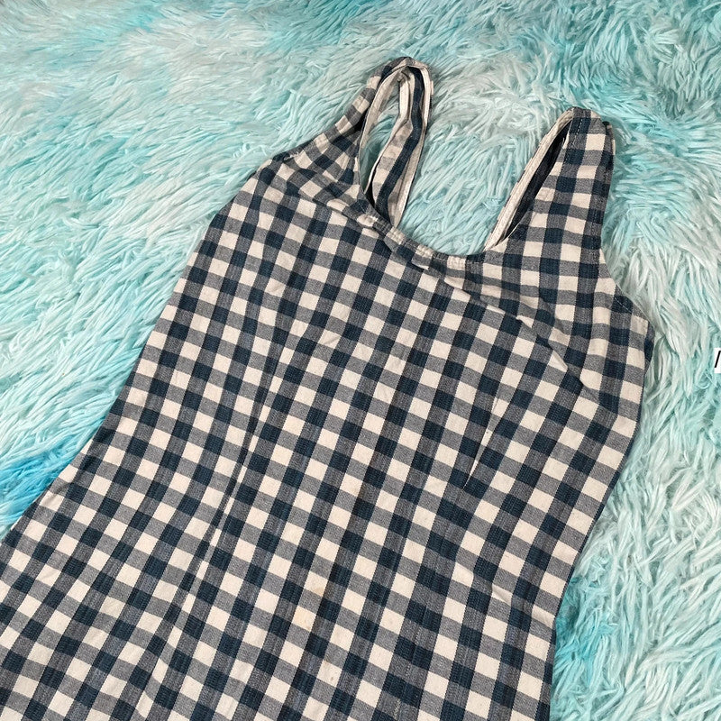 Vintage Navy & White Gingham Summer Dress - Size 6