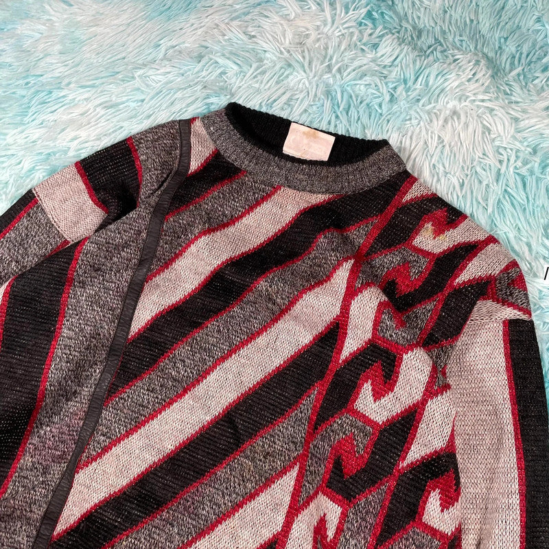 Vintage 90s Funky Grunge Patterned Gabicci Knitted Jumper - Large
