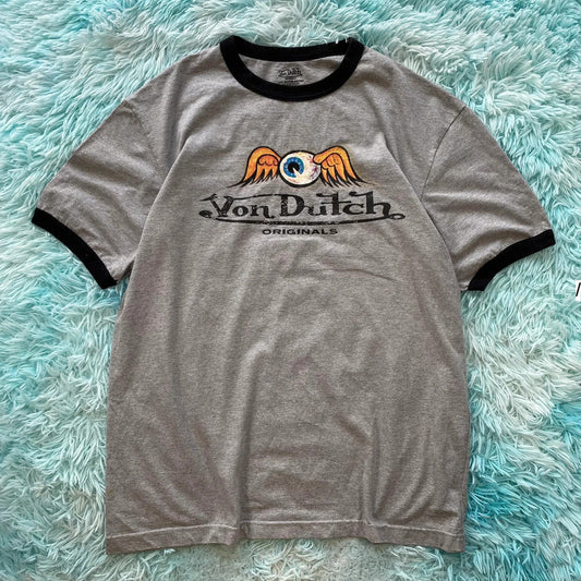 Vintage Grey Von Dutch T Shirt - XL