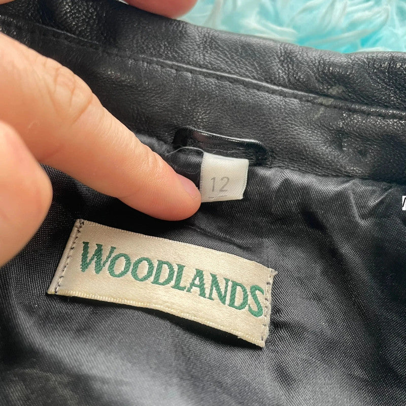 Vintage Y2K Black Leather jacket - Size 12