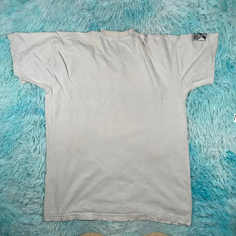 Vintage 80s White Morgans Rum Spiced Promo Graphic T Shirt - Large