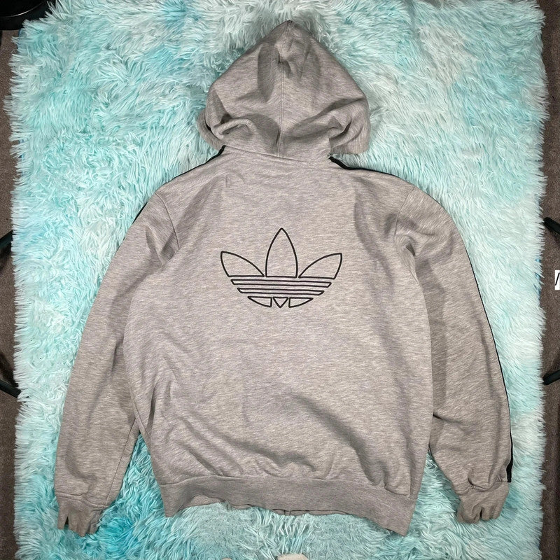 Vintage 00s Grey Adidas Hoodie Full Zip - XL