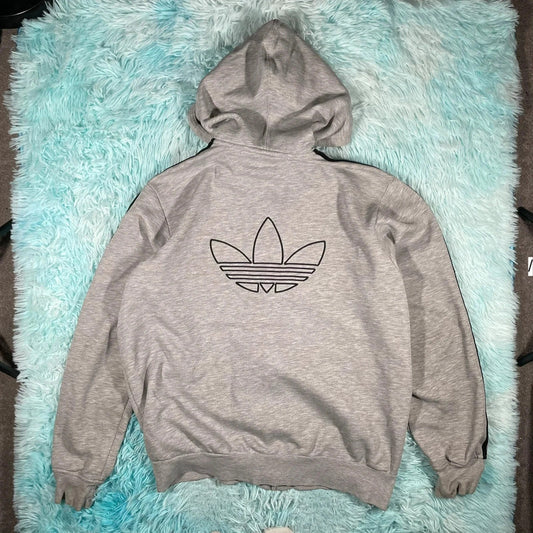 Vintage 00s Grey Adidas Hoodie Full Zip - XL