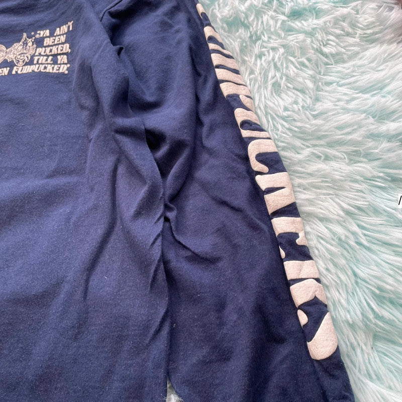 Vintage 80s Navy Fudpuckers Bar & Grill Graphic T Shirt - Large