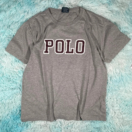 Vintage 90s Grey Polo Ralph Lauren Graphic T Shirt - Medium