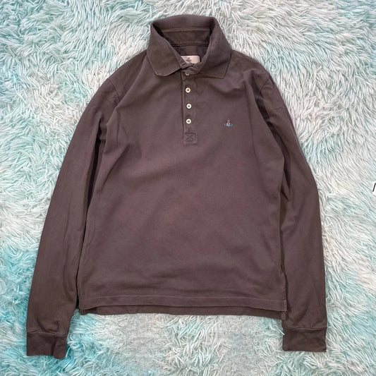 Grey Vivienne Westwood Polo Shirt Long Sleeve - Medium