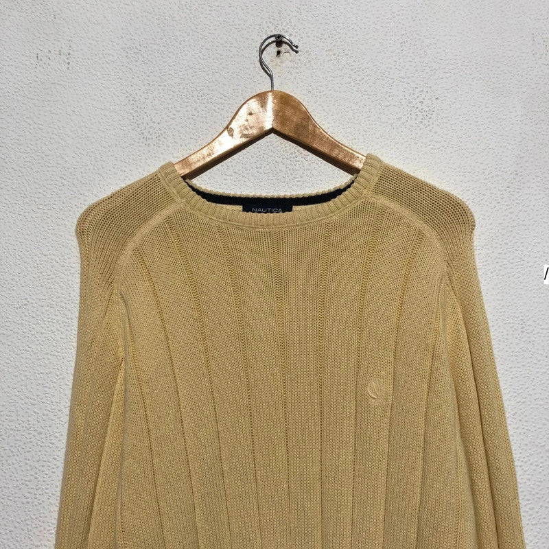 Vintage Yellow Nautica Knitted Jumper Heavyweight - Large