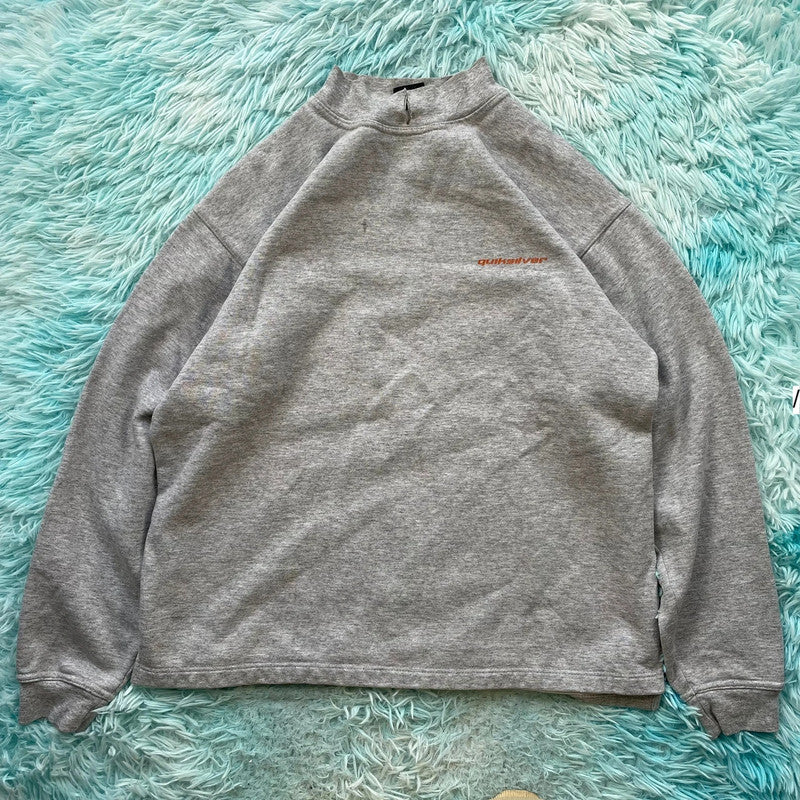 Vintage 90s Grey Quiksilver Sweatshirt Graphic - Small