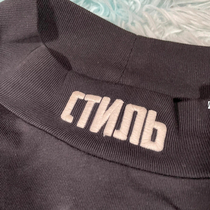 Black Heron Preston Mock Neck T Shirt Long Sleeve - Large