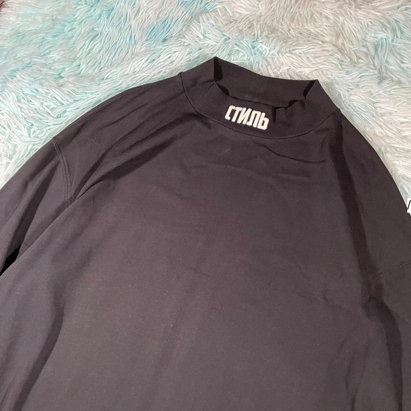 Black Heron Preston Mock Neck T Shirt Long Sleeve - Large