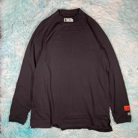 Black Heron Preston Mock Neck T Shirt Long Sleeve - Large
