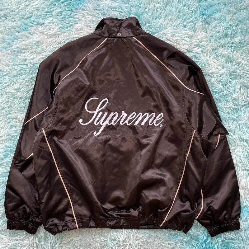Black Supreme Satin Track Jacket - Medium