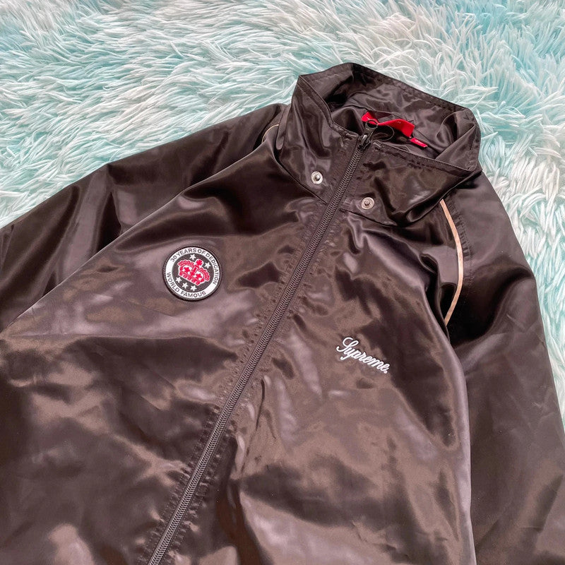 Black Supreme Satin Track Jacket - Medium