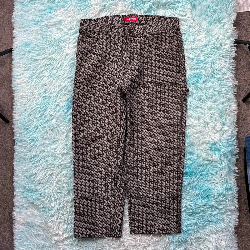 Grey Supreme Jacquard Jeans Double Knee - 34W